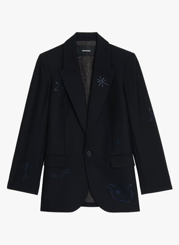Veste col tailleur brodée ZADIG&VOLTAIRE Bleu